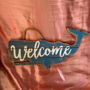 Welcome Whale Sign String Hook Wall Decor